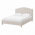 Polsterbettgestell Beige Samtstoff Polyester mit gepolstertem Kopfteil 160 x 200 cm