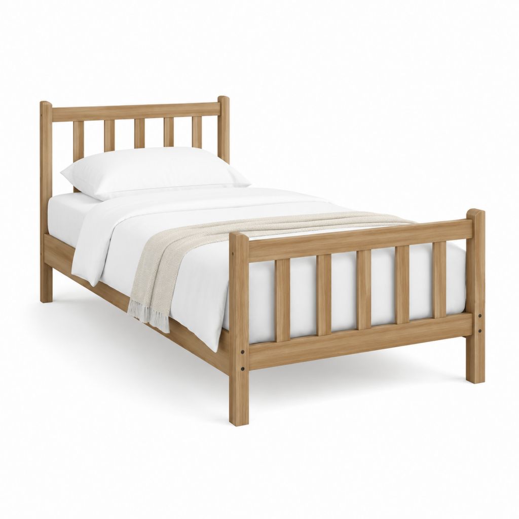 Einzelbett Bettgestell Natur aus massivem Kiefernholz 90 x 200 cm