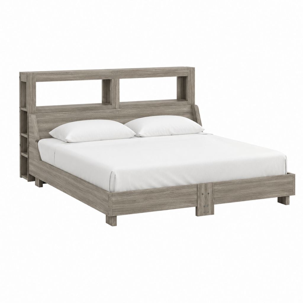 Doppelbett Bettgestell Grau MDF und Spanplatte rechteckig 160 x 200 cm