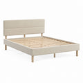 Polsterbett Doppelbett Beige mit Polyesterbezug und Lattenrost aus Schichtholz 160 x 200 cm