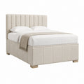 Polsterbett 160 x 200 cm Beige mit Polyesterbezug und vertikal gestepptem Kopfteil