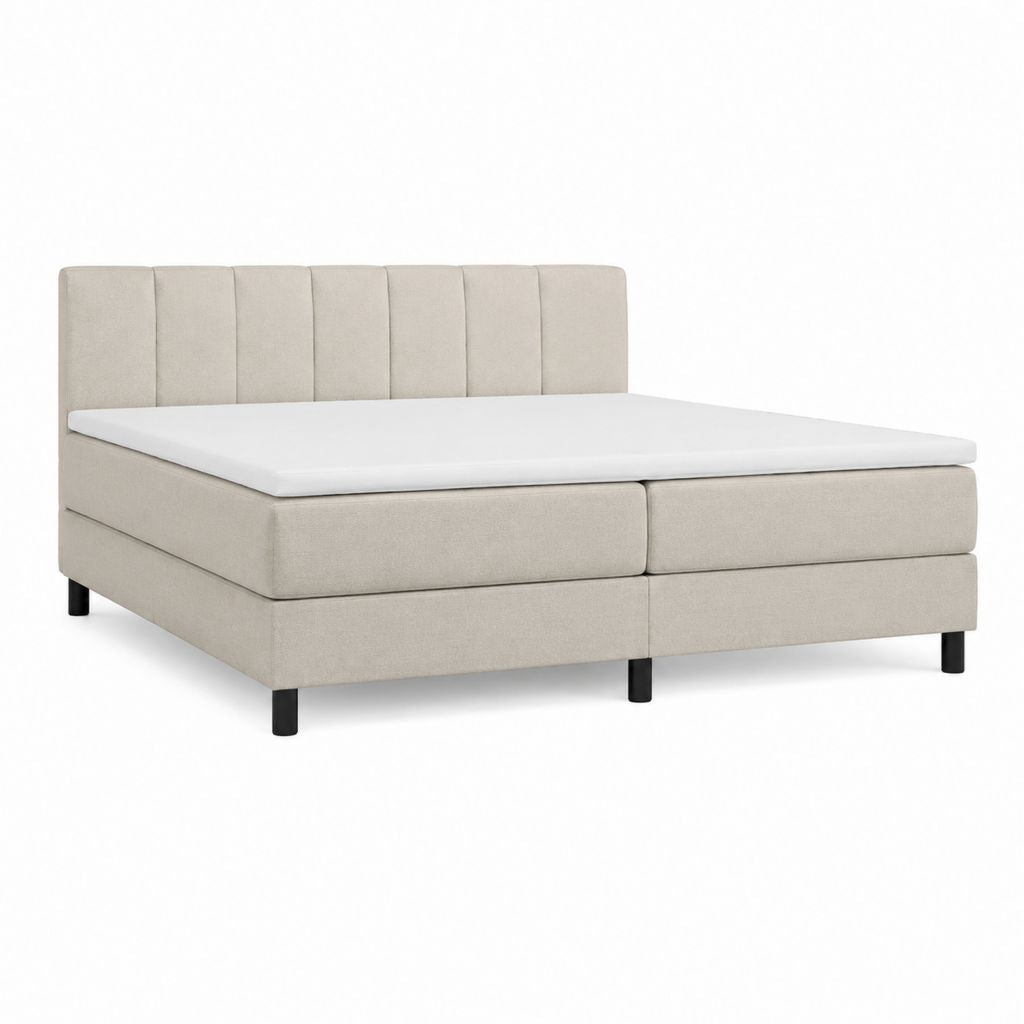 Boxspringbett Set Beige Polyester Rechteckig 180 x 200 cm mit Topper
