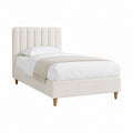 Polsterbett Einzelbett Creme mit Polyesterbezug und Massivholzfüßen rechteckig 90 x 200 cm