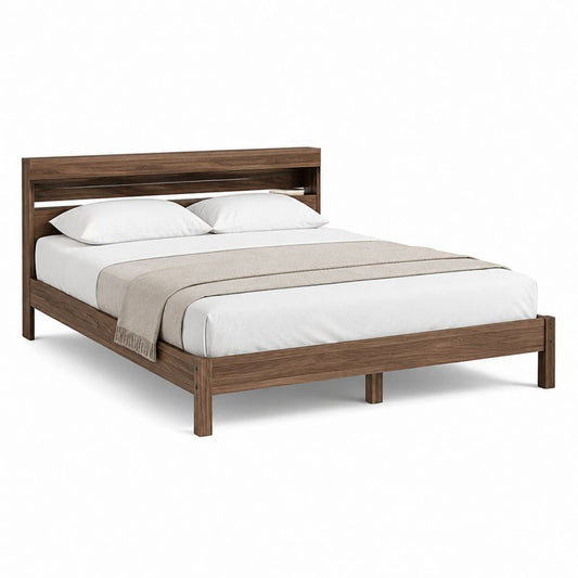 Doppelbett Bettgestell Nussbraun MDF Rechteckig 160 x 200 cm