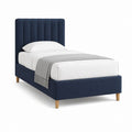 Polsterbett Einzelbett Dunkelblau Polyester-Samt rechteckig 90 x 200 cm