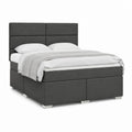 Boxspringbett dunkelgrau mit Polyesterbezug und gepolstertem Kopfteil 180 x 200 cm
