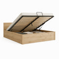 Stauraumbett Eiche hell Spanplatte rechteckig mit Gasdruckfeder und Lattenrost 160 x 200 cm