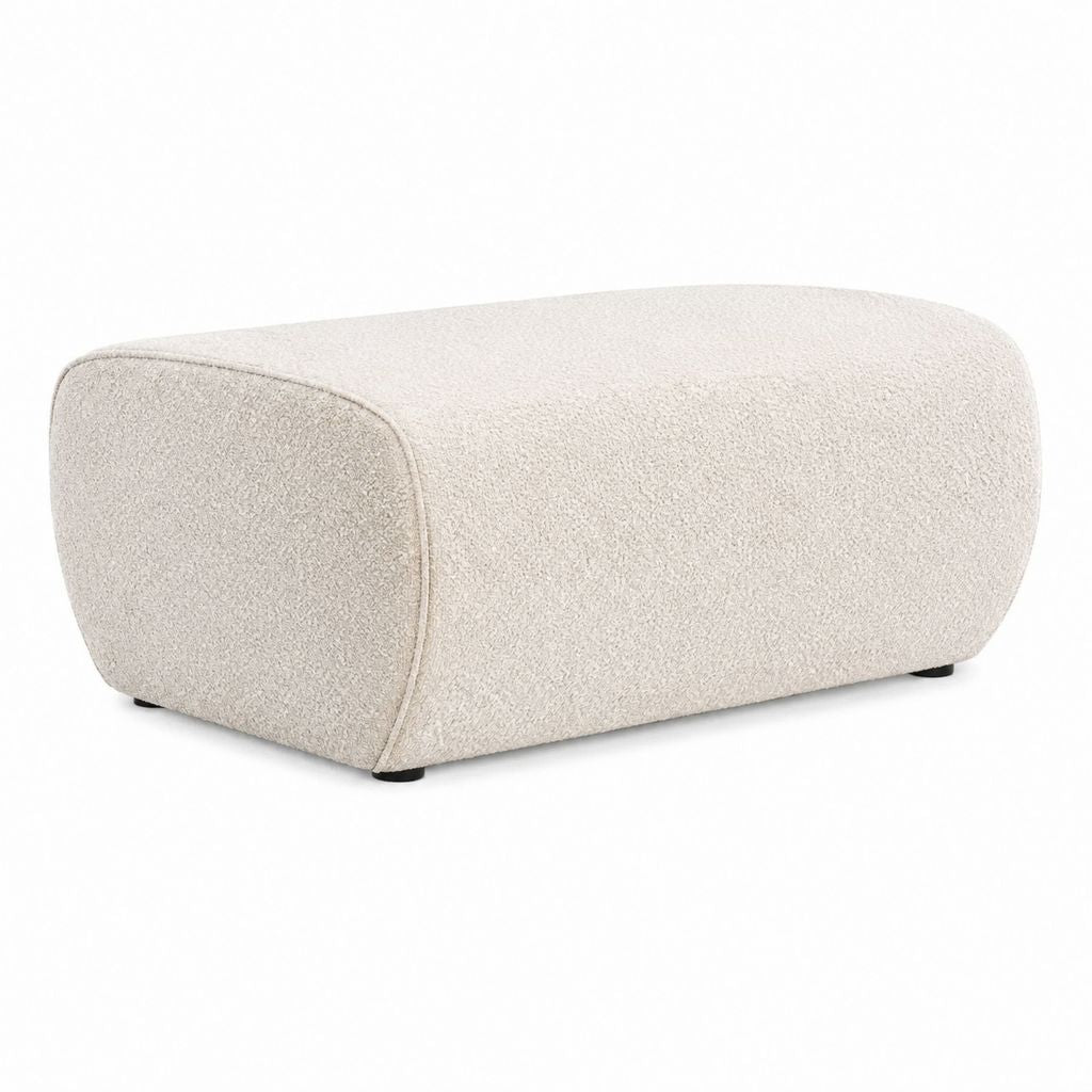 Fußhocker Cremeweiß Polyester-Bouclé Rechteckig 80 x 45 x 42 cm