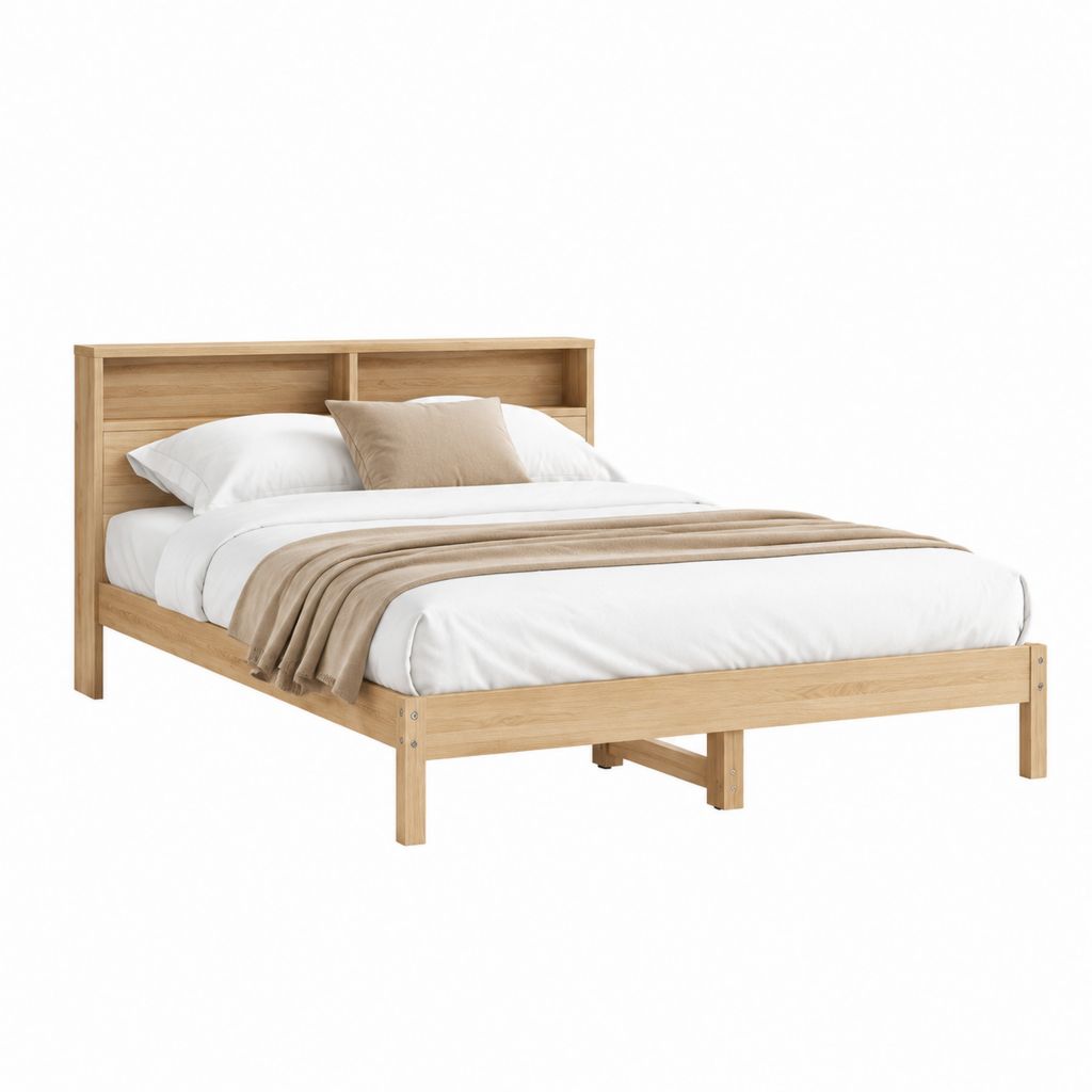 Doppelbett Bettgestell Natur Eiche Massivholz rechteckig 160 x 200 cm