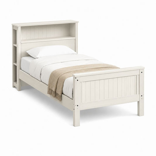 Einzelbett Bettgestell Weiß Kiefer Massivholz Rechteckig 90 x 200 cm